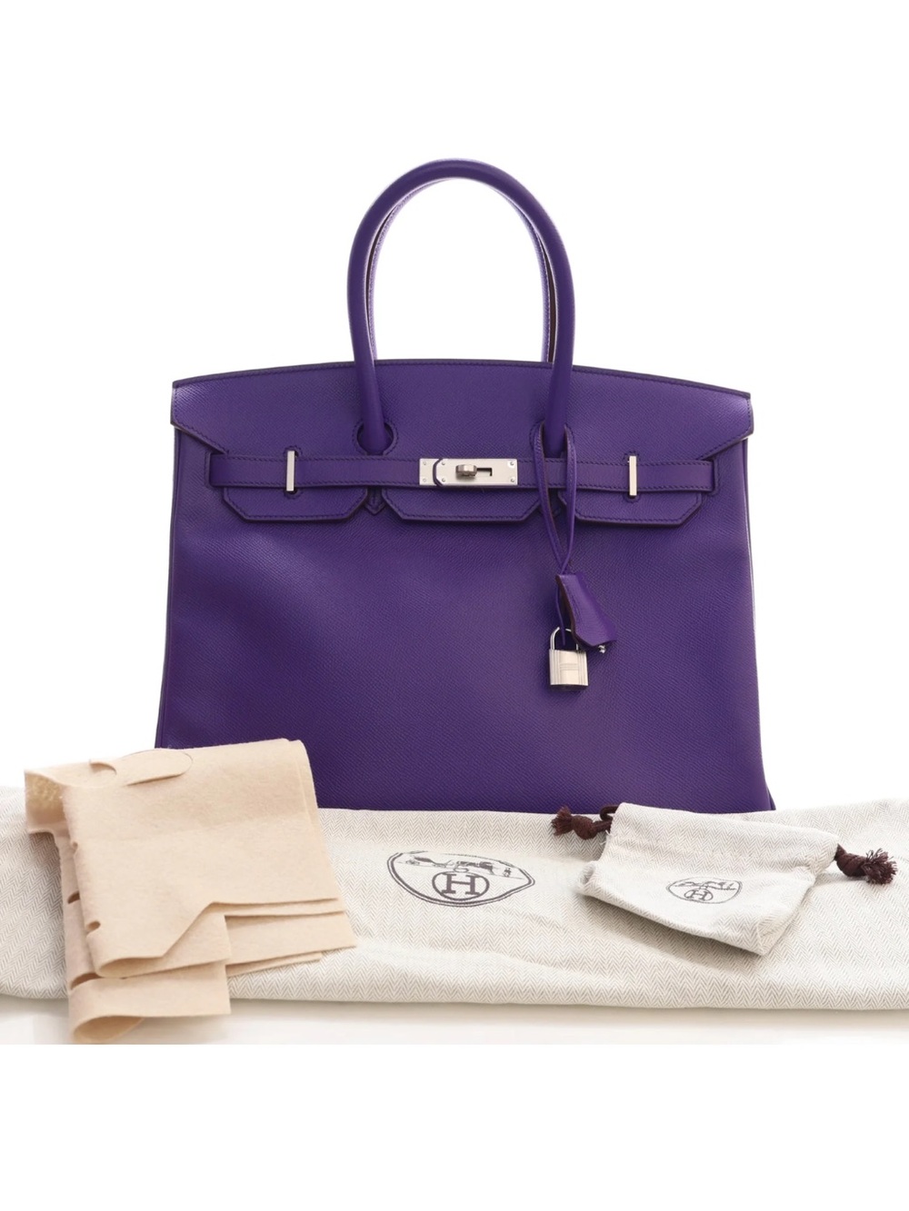 Hermès Birkin 35 Iris Epsom Palladium Hardware, 2012 (P Square)